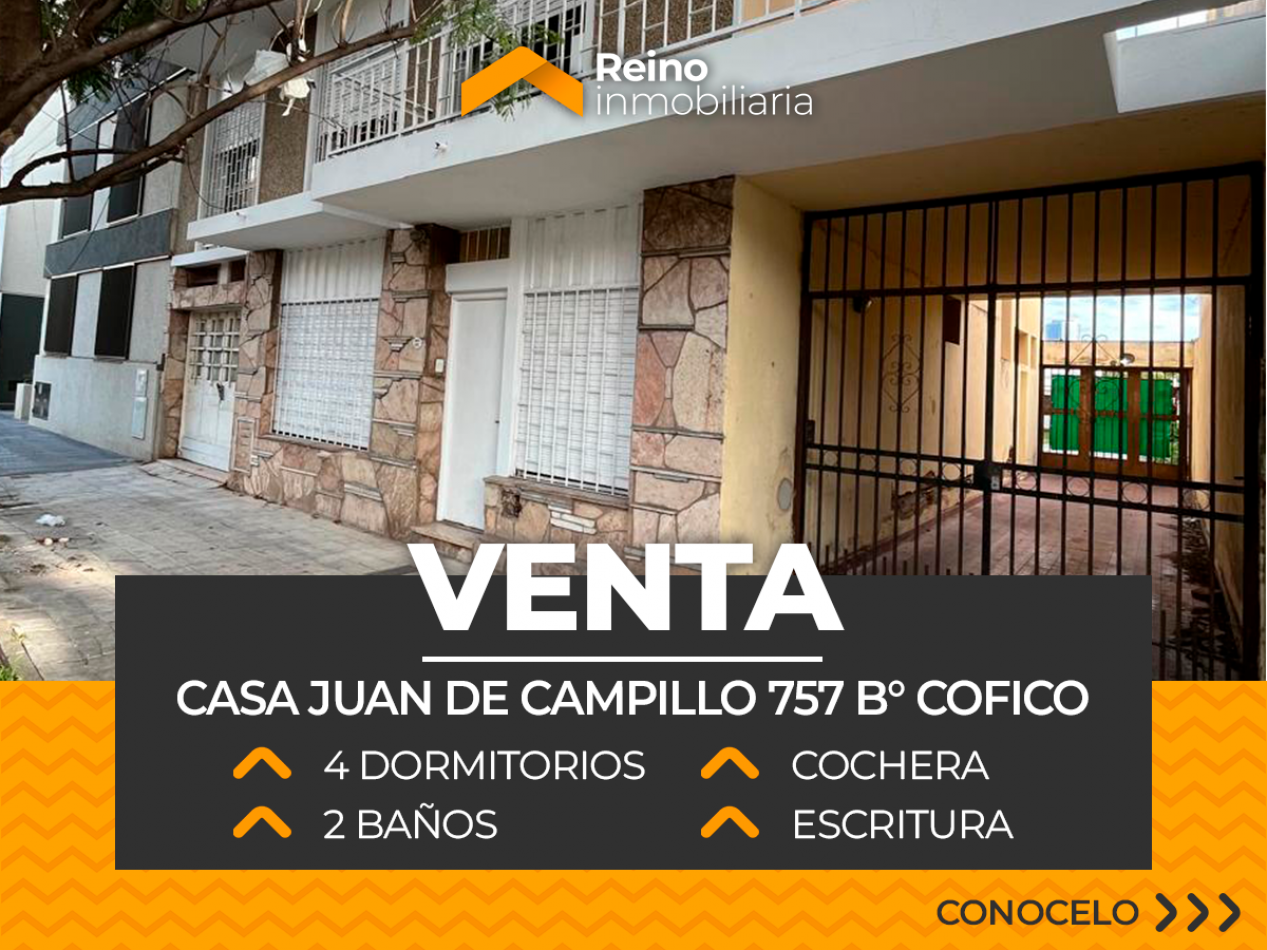 CASA AMPLIA B° COFICO - 4 DORMITORIOS - 2 BAÑOS - COCHERA - EN VENTA