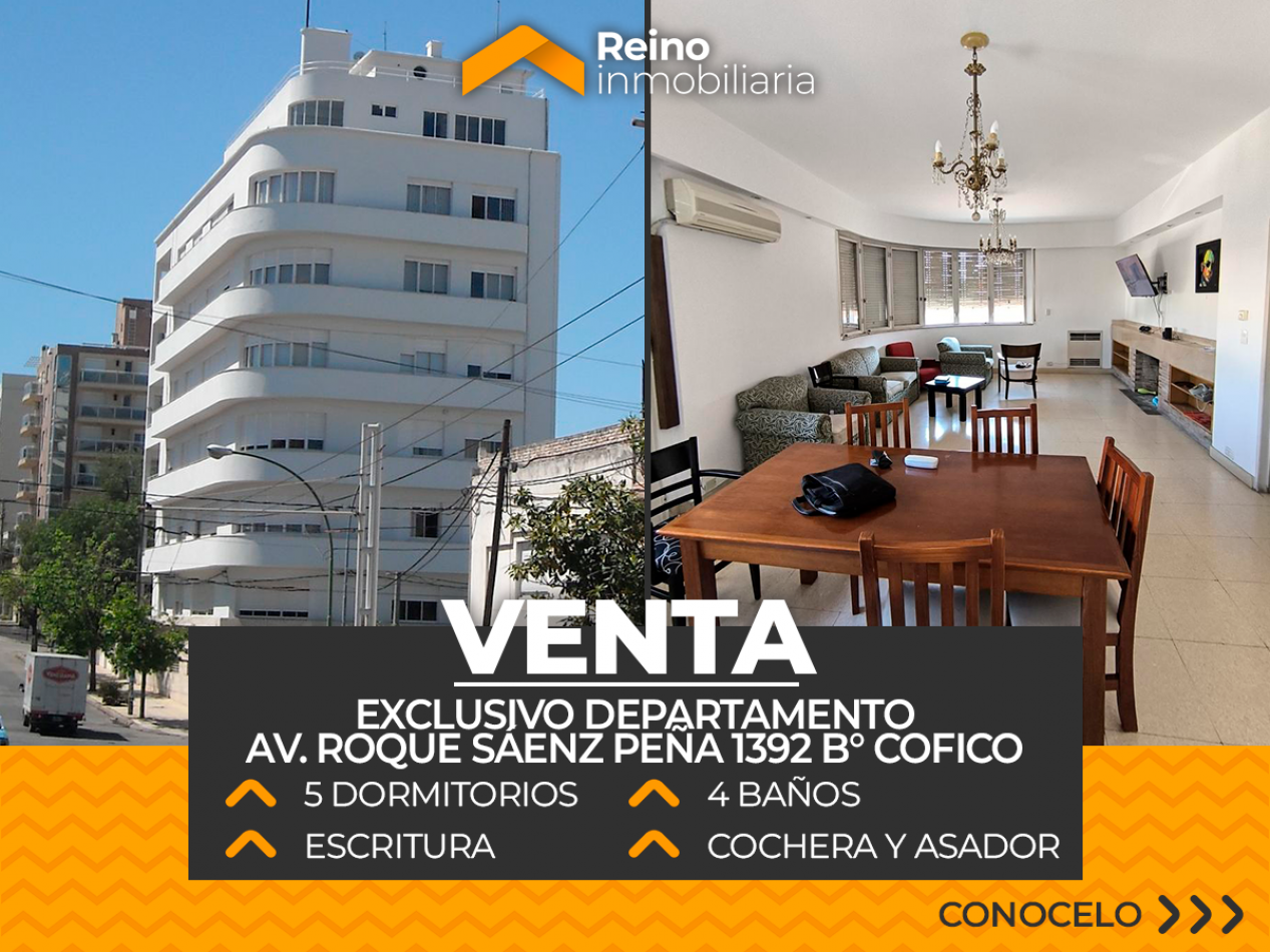EXCLUSIVO DEPARTAMENTO EDIFICIO ROGGIO - B° COFICO - 5 DORMITORIOS - 4 BAÑOS - COCHERA