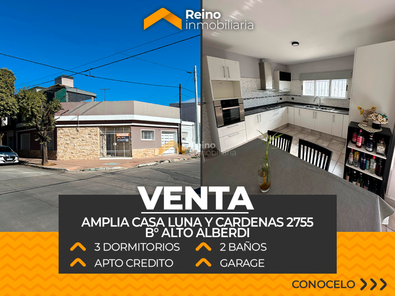 AMPLIA CASA B° ALTO ALBERDI - 3 DORMITORIOS - 2 BAÑOS - GARAGE DOBLE - APTO CREDITO